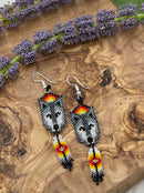 Wolf Portrait Beaded Earrings