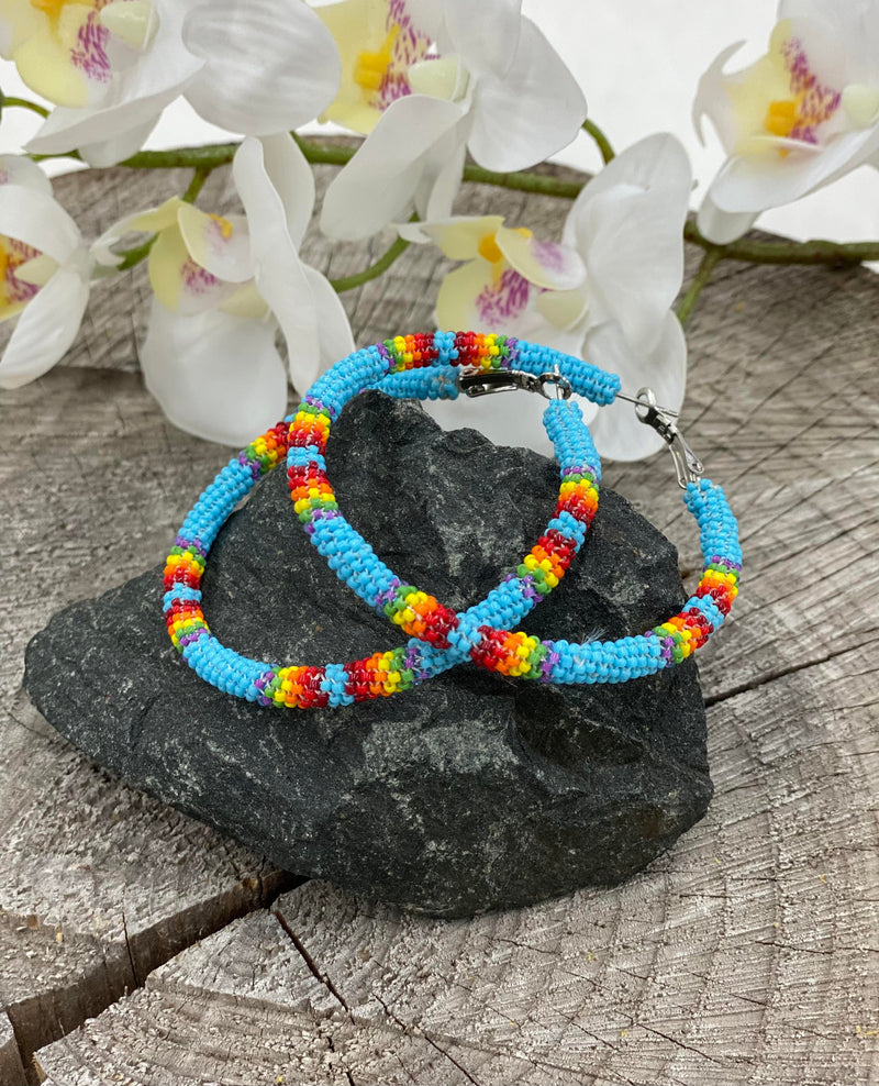2" Fully Beaded Hoop Earrings