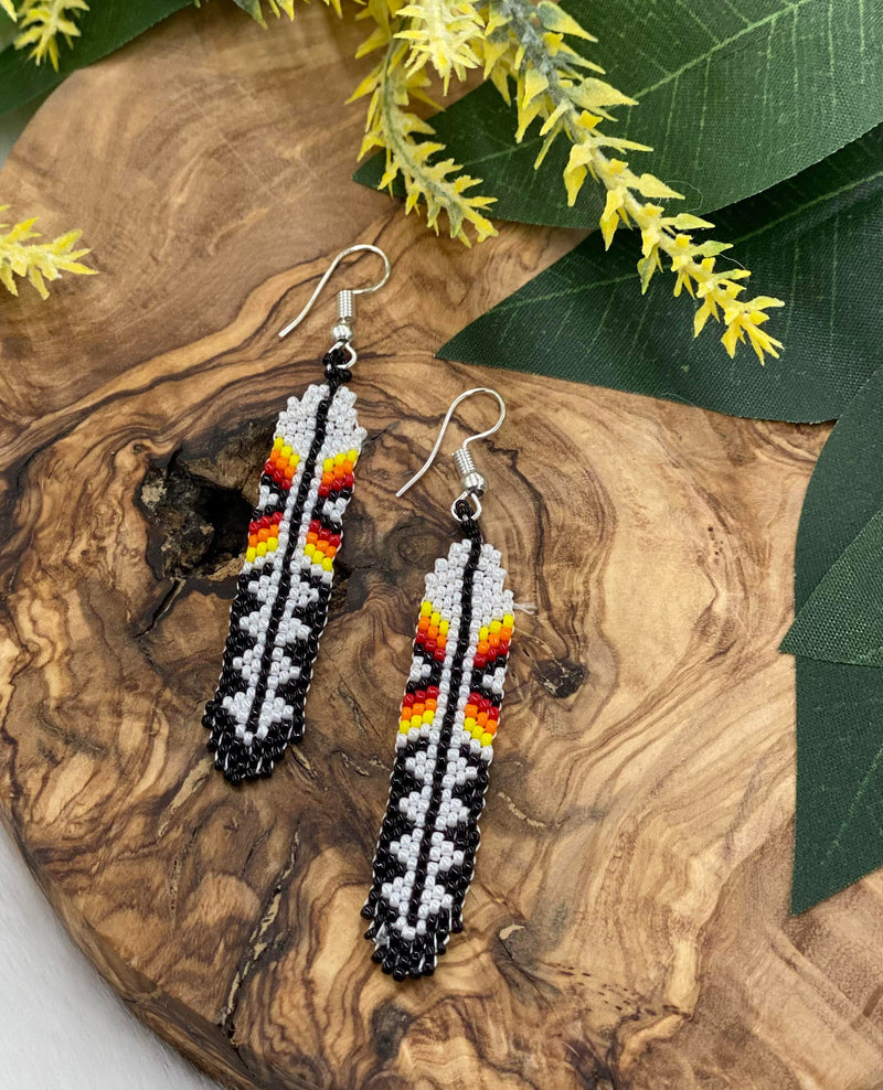 3” Beaded Feather Earrings