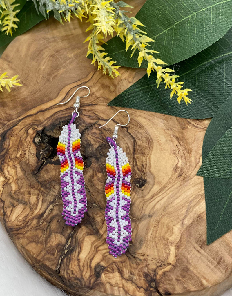 3” Beaded Feather Earrings