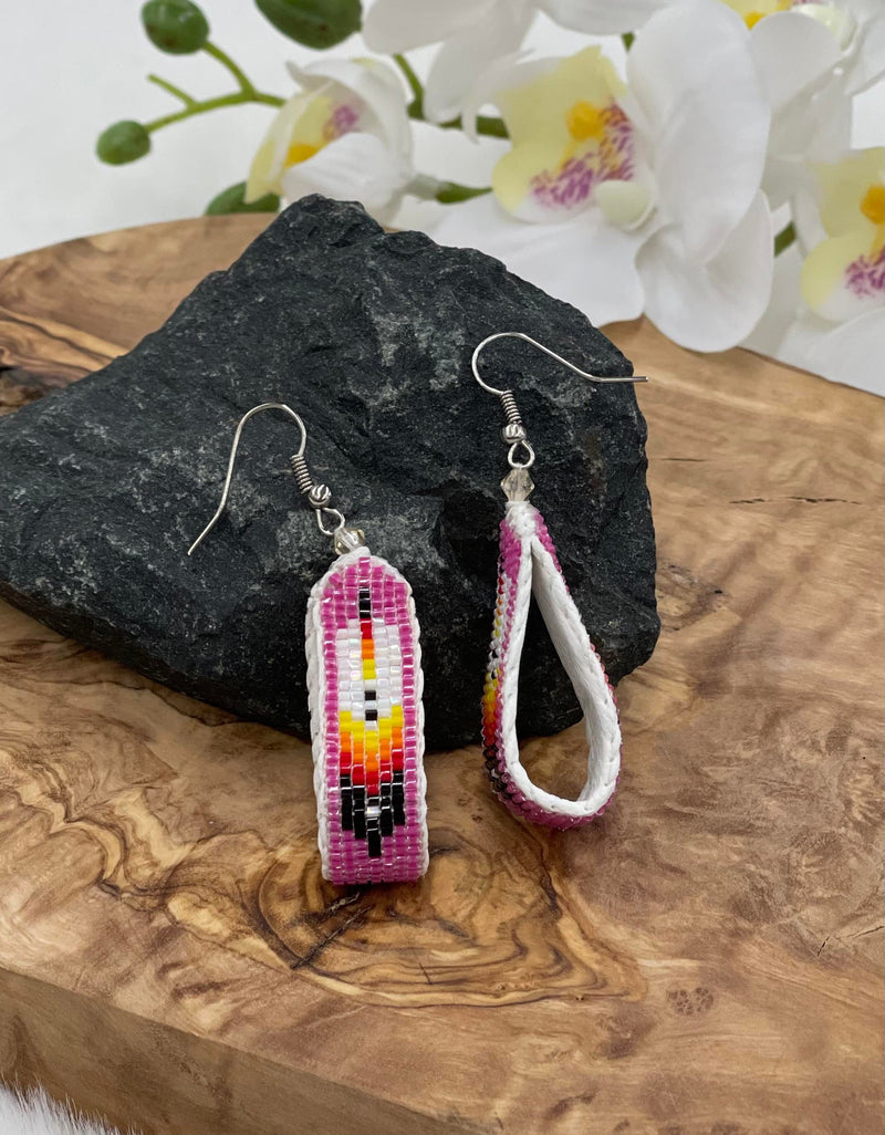 Feather Loop Beaded Earrings