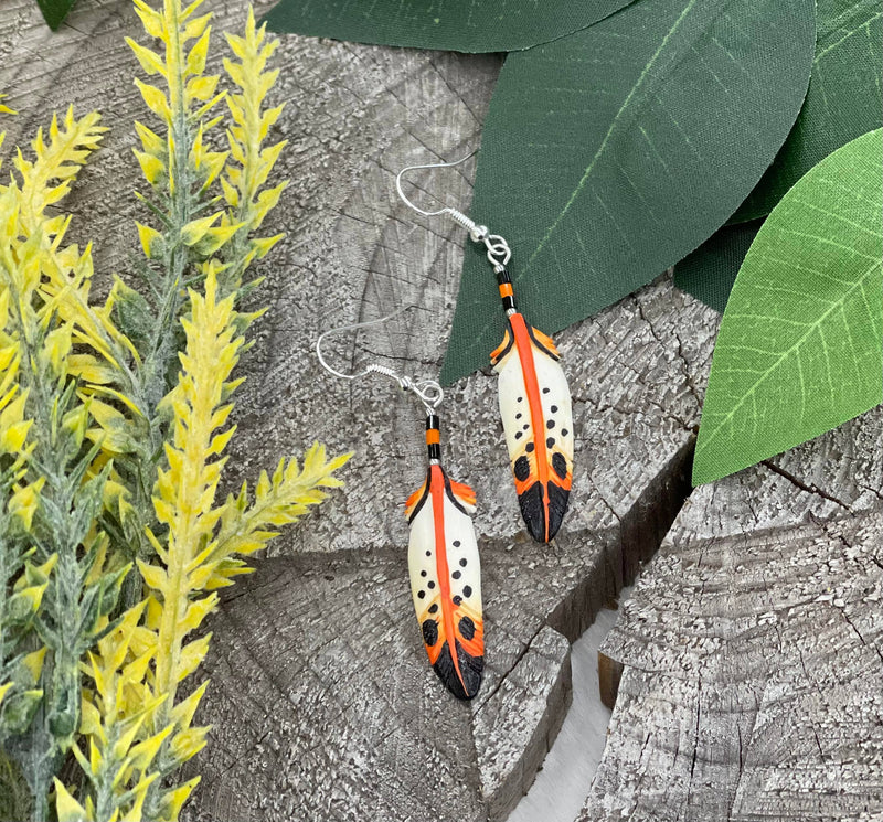 Orange Bone Earrings