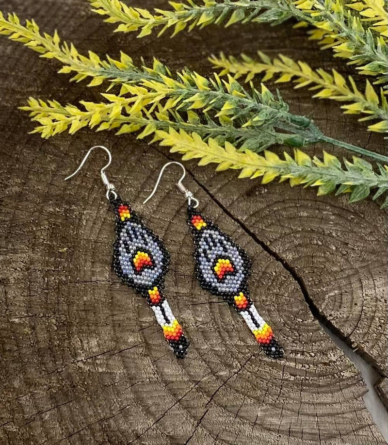 Wolf Paw Beaded Earrings