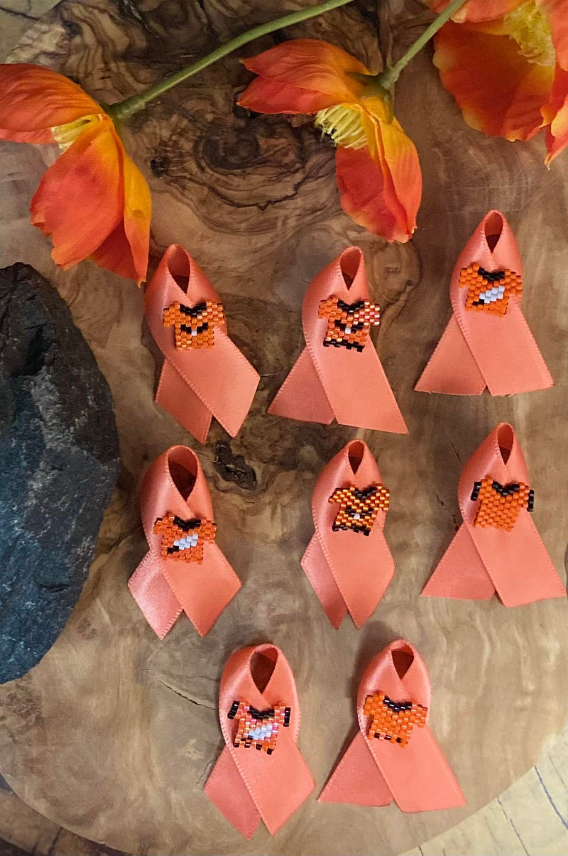 Orange ECM beaded T-shirt  Ribbon Pin