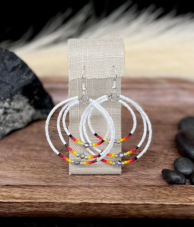 Triple Hoop Beaded Earrings