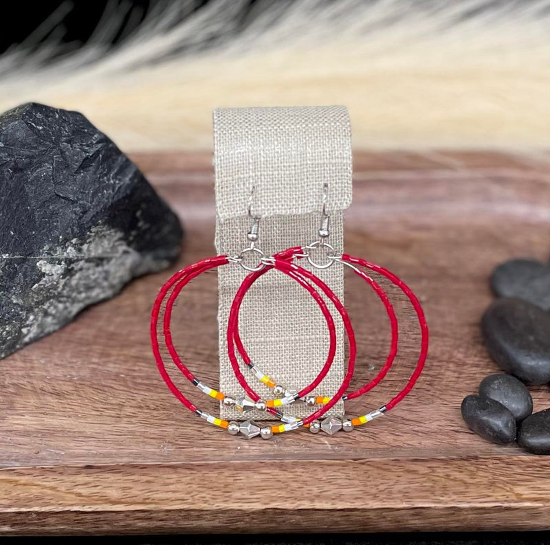 Double Hoop Beaded Earrings