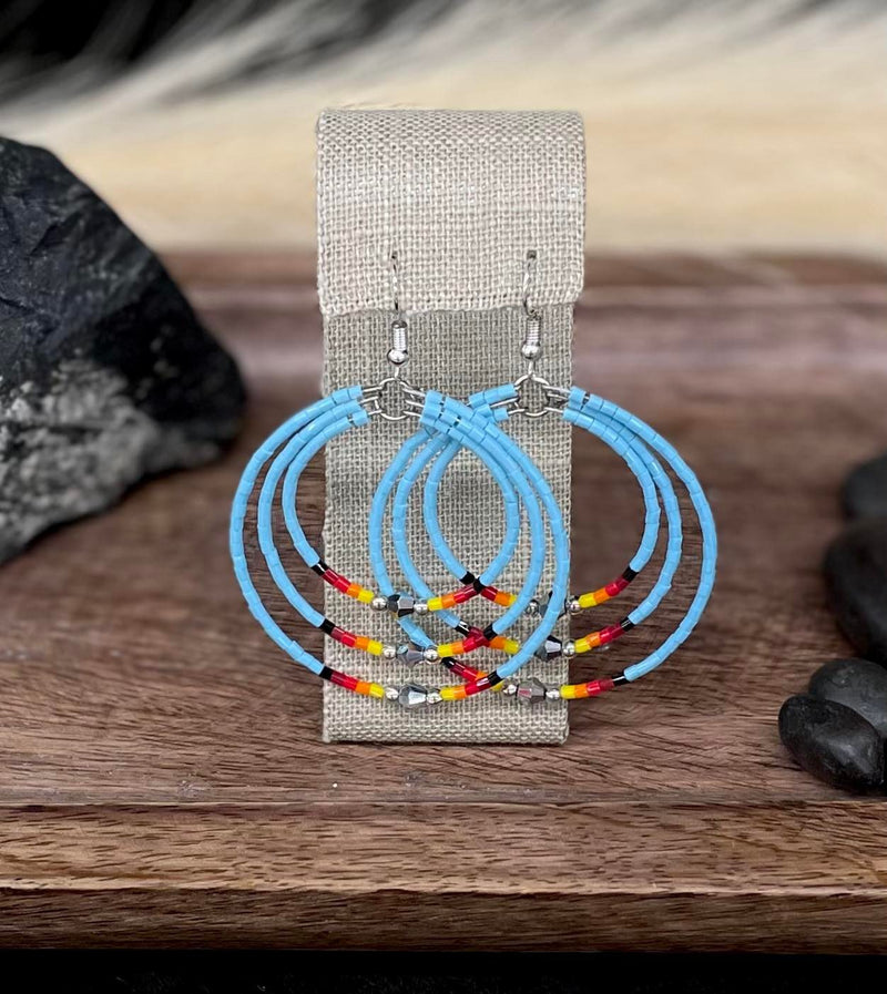 Triple Hoop Beaded Earrings