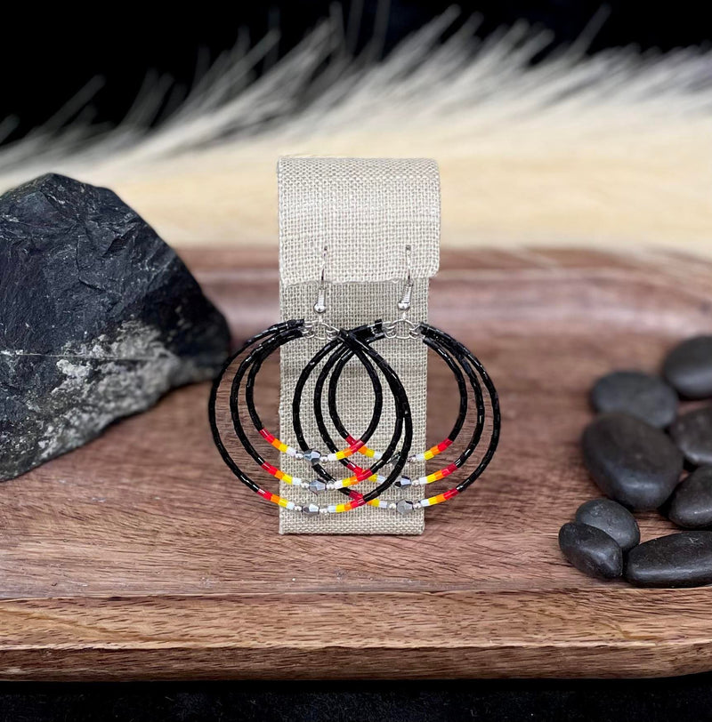 Triple Hoop Beaded Earrings