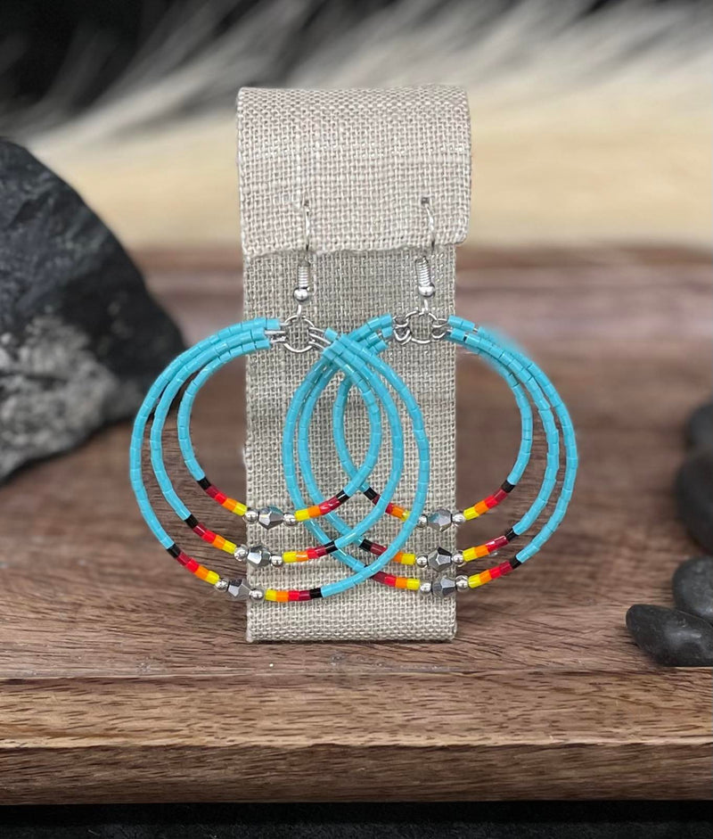 Triple Hoop Beaded Earrings