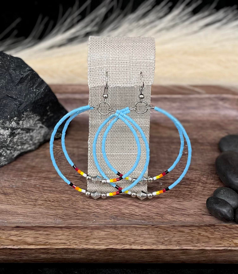 Double Hoop Beaded Earrings