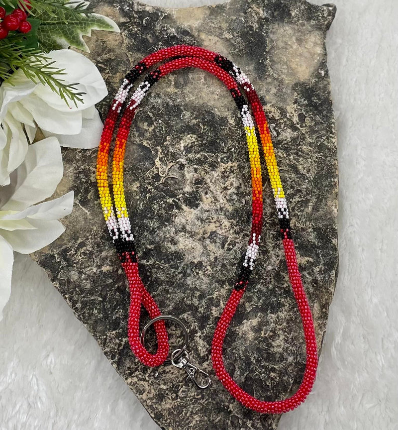 Rainbow Beaded Lanyard