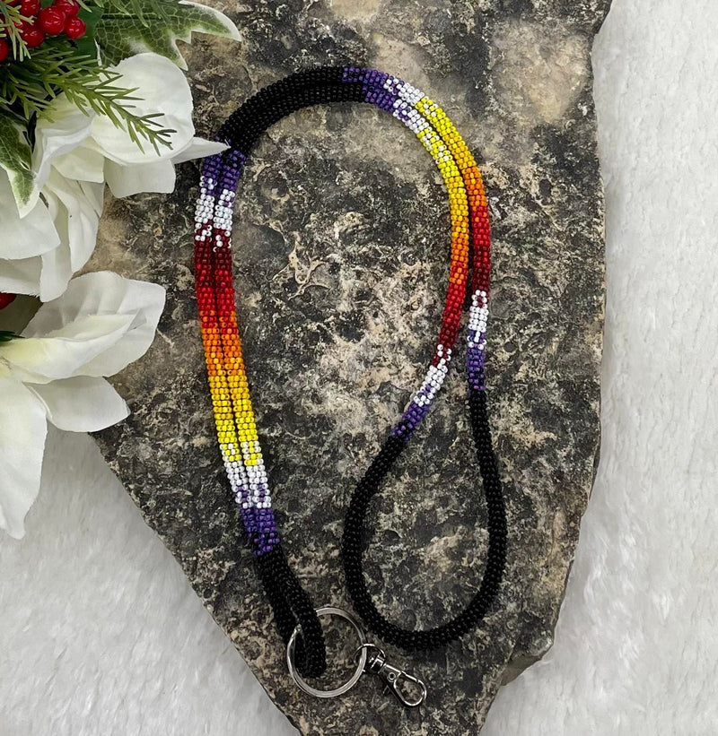 Rainbow Beaded Lanyard