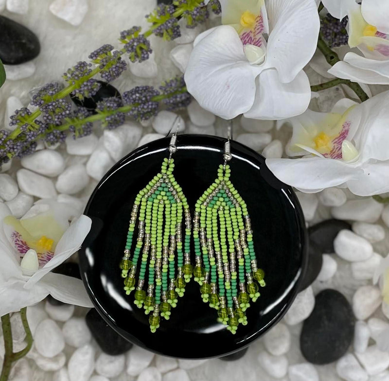 Small Lime Green Beaded Earrings