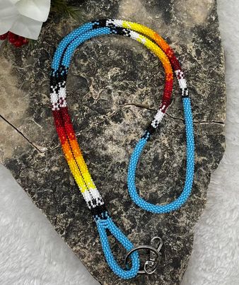 Rainbow Beaded Lanyard