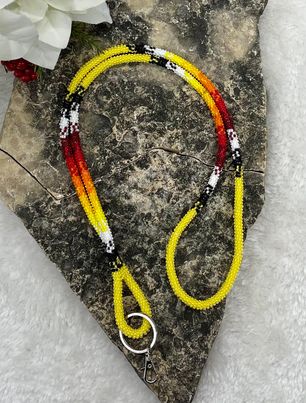 Rainbow Beaded Lanyard