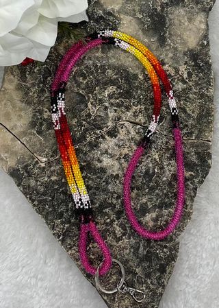Rainbow Beaded Lanyard