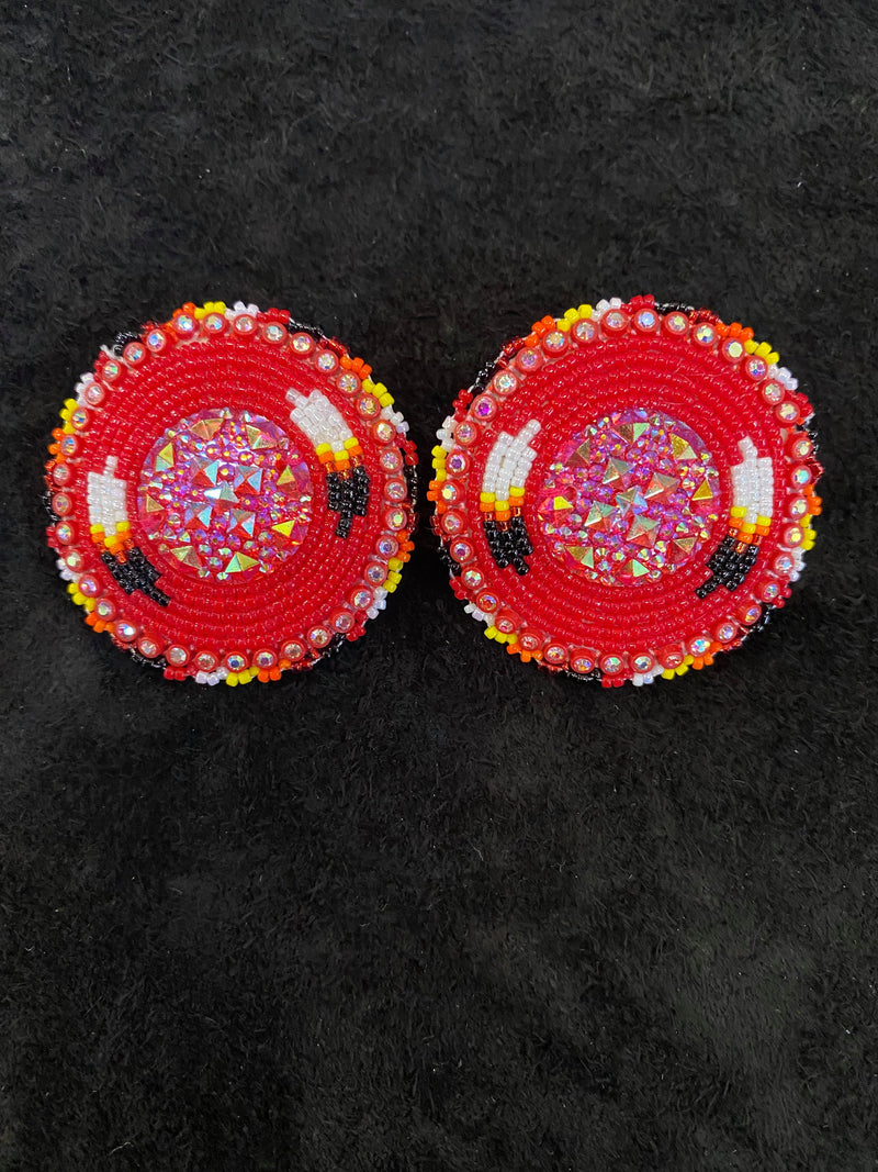 Feather Shield Beaded Earrings