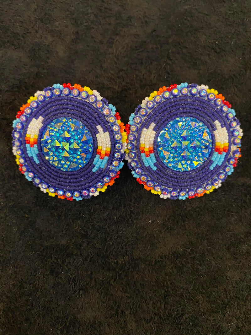 Feather Shield Beaded Earrings