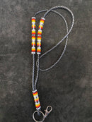 Leather Cord Partially Beaded Neck Lanyard