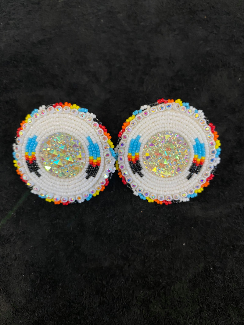 Feather Shield Beaded Earrings