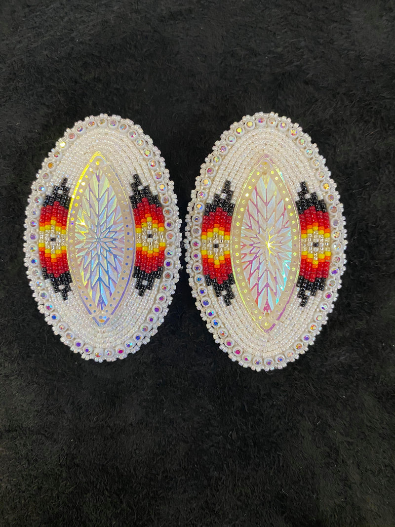 Large Oval With Post Beaded Earrings