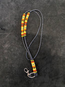 Leather Cord Partially Beaded Neck Lanyard