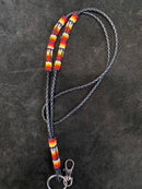 Leather Cord Partially Beaded Neck Lanyard