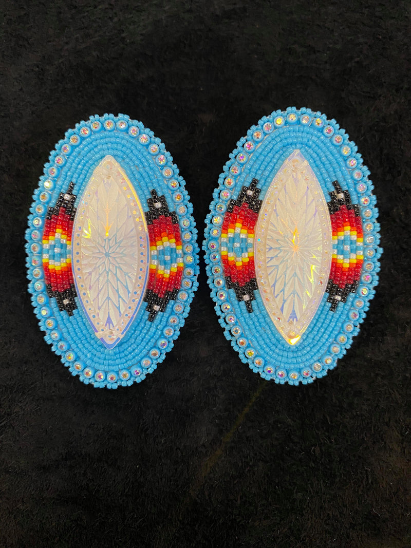 Large Oval With Post Beaded Earrings