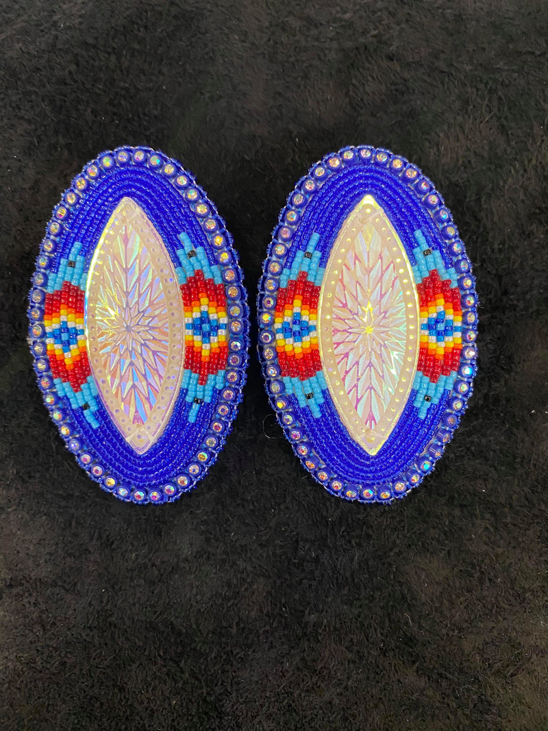Large Oval With Post Beaded Earrings