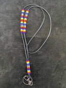 Leather Cord Partially Beaded Neck Lanyard