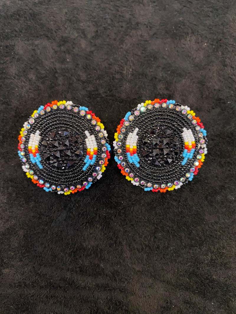 Feather Shield Beaded Earrings