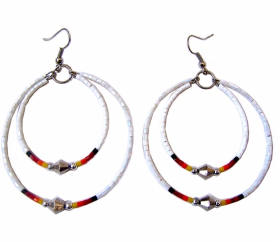 Double Hoop Beaded Earrings