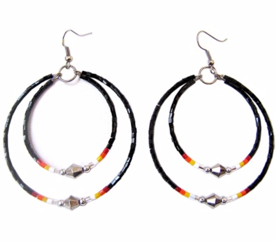 Double Hoop Beaded Earrings