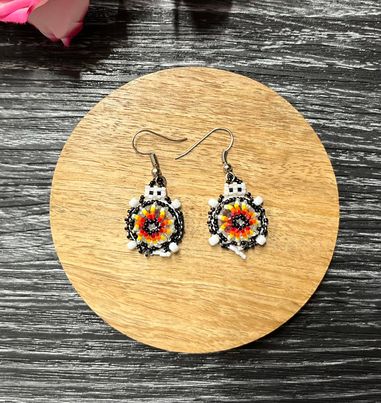 Beaded Turtle Earrings on Hooks