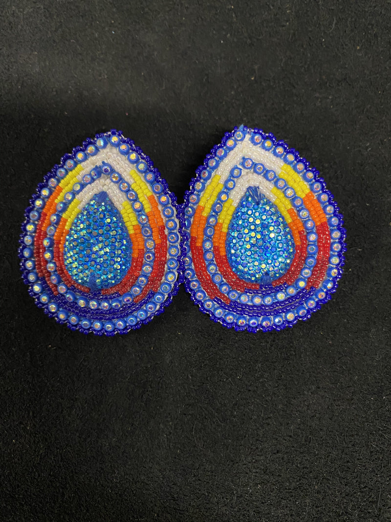 Teardrop/Fire Color With Post Beaded Earrings
