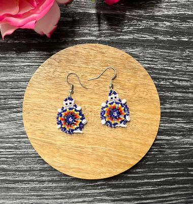 Beaded Turtle Earrings on Hooks