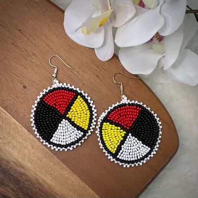 Medicine Wheel Round Beaded Earrings