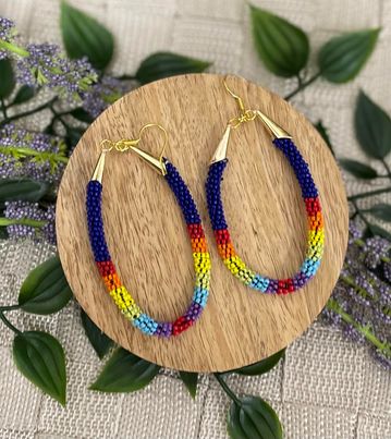 Beaded Teardrop Hoop Earrings