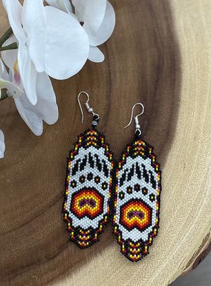 Beaded Bear Paw Earrings