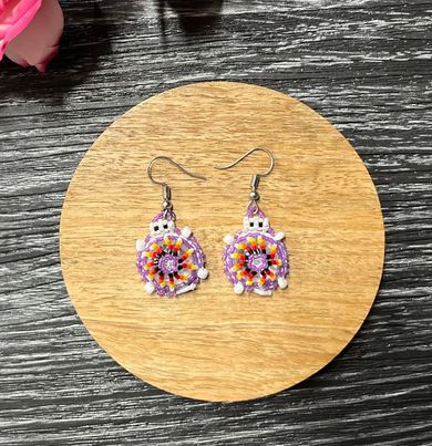 Beaded Turtle Earrings on Hooks
