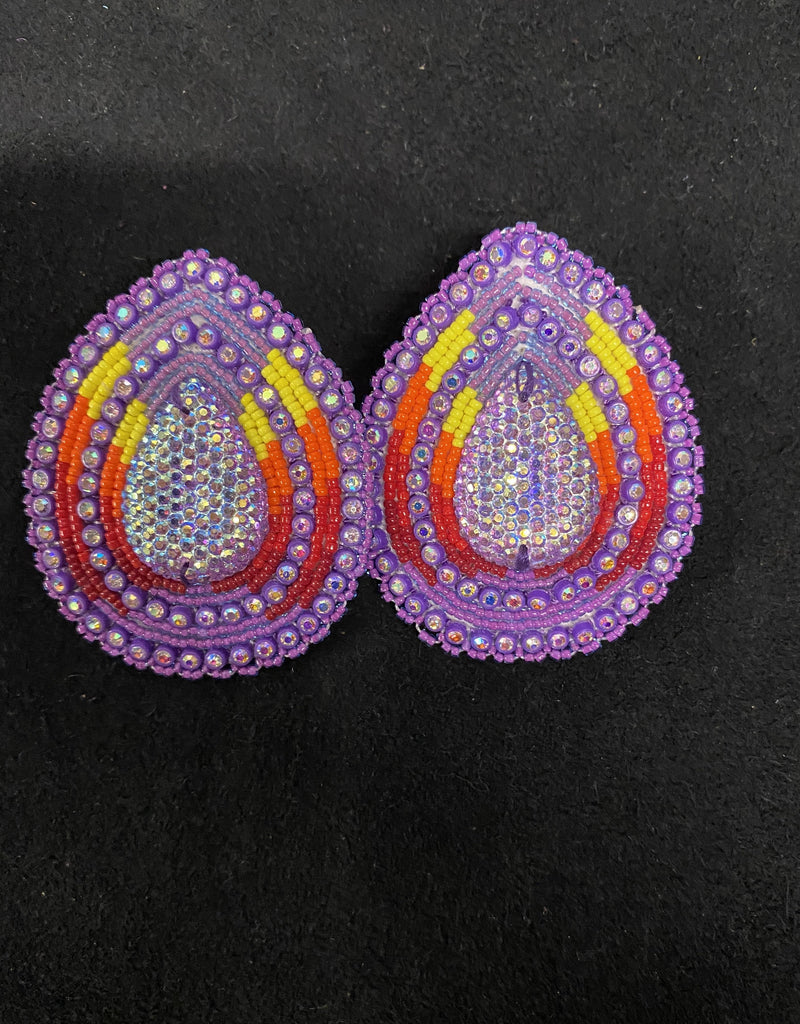 Teardrop/Fire Color With Post Beaded Earrings