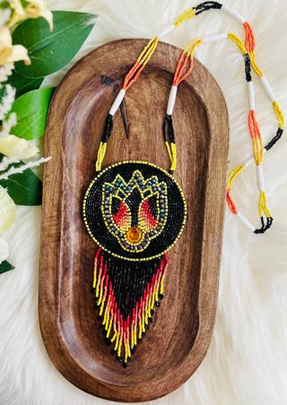 Yellow Floral Beaded Medallion