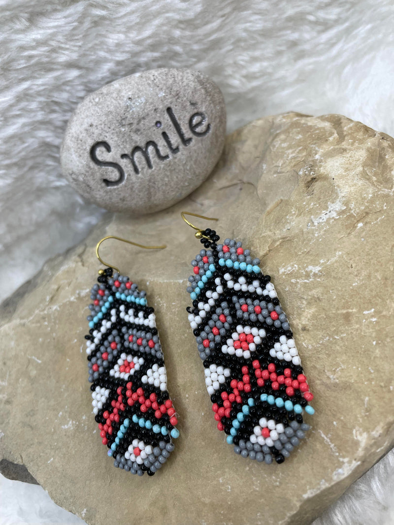 Grey Aztec Earrings