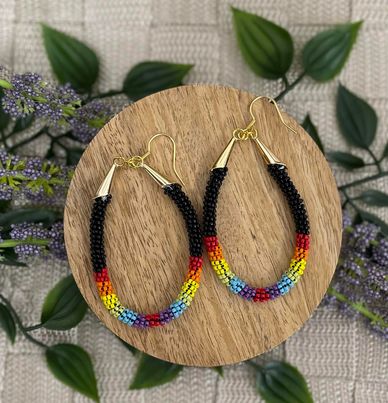 Beaded Teardrop Hoop Earrings